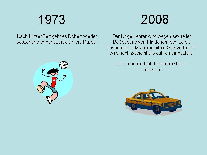 1973 Nach kurzer Zeit geht es Robert wieder besser und er geht zurück in