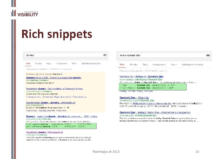 Rich snippets Podnikajte. sk 2013 16 