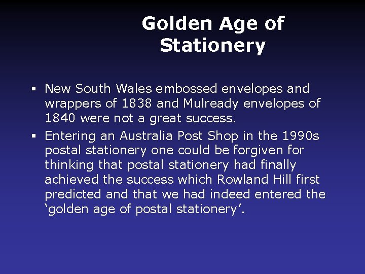 Golden Age of Stationery § New South Wales embossed envelopes and wrappers of 1838