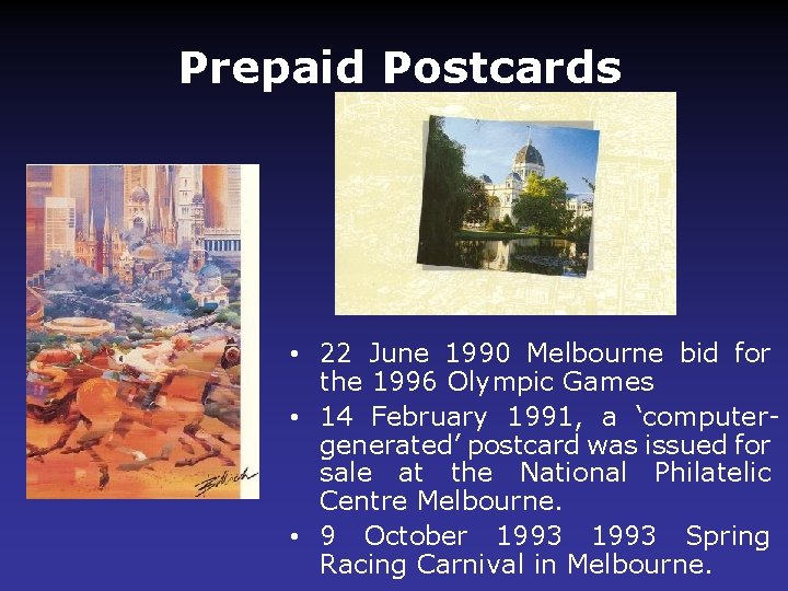  Prepaid Postcards • 22 June 1990 Melbourne bid for the 1996 Olympic Games