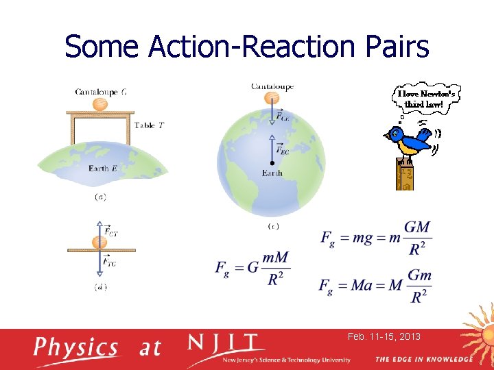 Some Action-Reaction Pairs Feb. 11 -15, 2013 