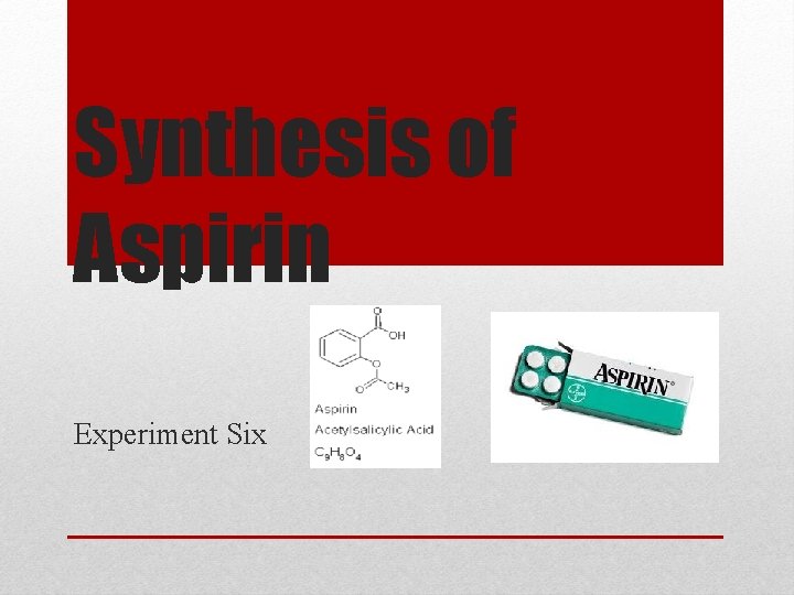 Synthesis of Aspirin Experiment Six 