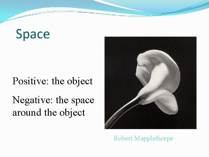 Space Positive: the object Negative: the space around the object Robert Mapplethorpe 