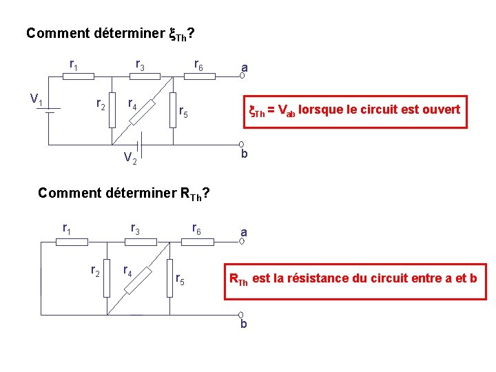 Comment déterminer x. Th? r 1 V 1 r 3 r 2 r 4