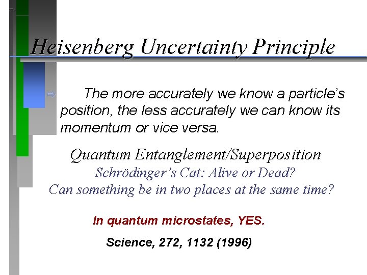 Heisenberg Uncertainty Principle ð The more accurately we know a particle’s position, the less Heisenberg Uncertainty Principle ð The more accurately we know a particle’s position, the less