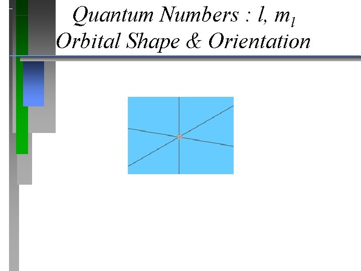 Quantum Numbers : l, ml Orbital Shape & Orientation Quantum Numbers : l, ml Orbital Shape & Orientation