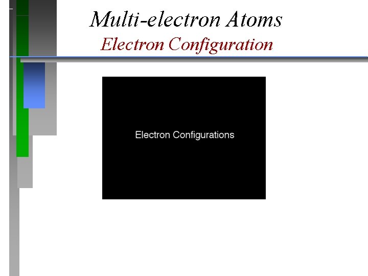 Multi-electron Atoms Electron Configuration Multi-electron Atoms Electron Configuration