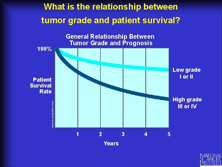 What is the relationship between tumor grade and patient survival? 100% General Relationship Between