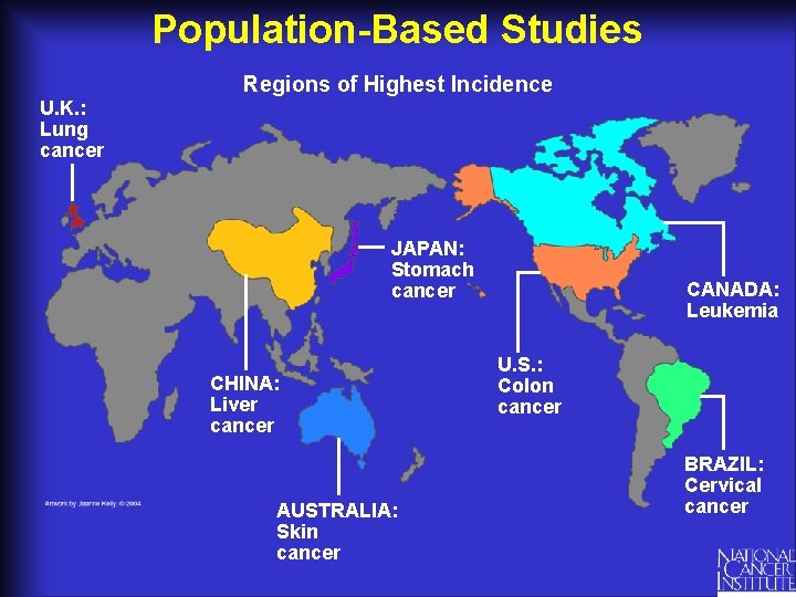Population-Based Studies Regions of Highest Incidence U. K. : Lung cancer JAPAN: Stomach cancer
