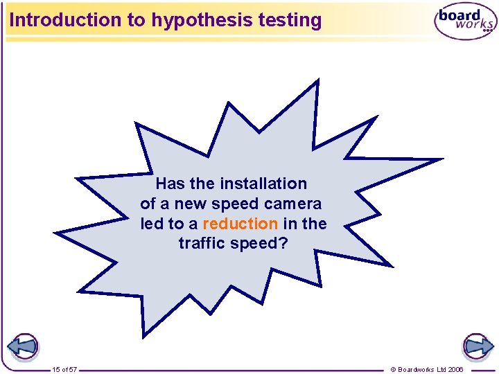 Introduction to hypothesis testing Has the installation of a new speed camera led to