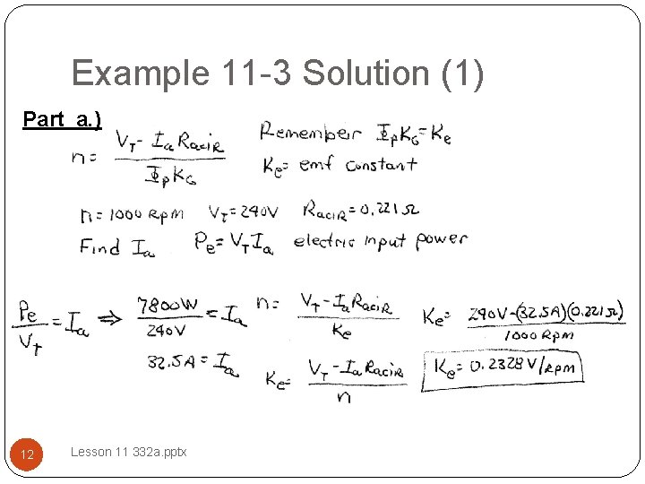 Example 11 -3 Solution (1) Part a. ) 12 Lesson 11 332 a. pptx