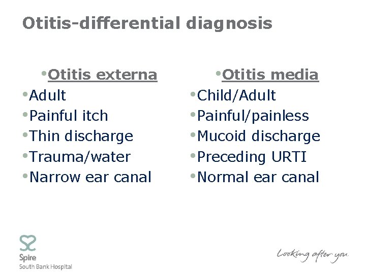 Otitis-differential diagnosis • Otitis externa • Adult • Painful itch • Thin discharge •