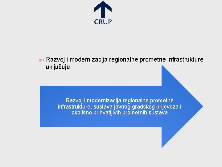  Razvoj i modernizacija regionalne prometne infrastrukture uključuje: Razvoj i modernizacija regionalne prometne infrastrukture,