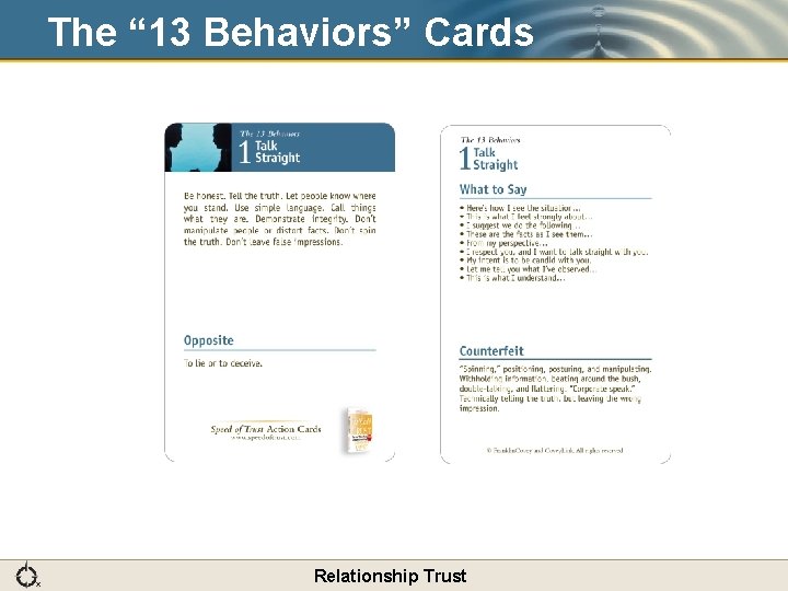 The “ 13 Behaviors” Cards Relationship Trust 