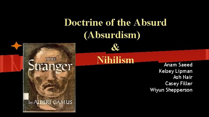 Doctrine of the Absurd (Absurdism) & Nihilism Anam Saeed Kelsey Lipman Ash Nair Casey