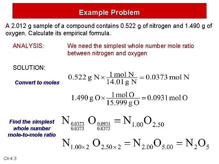 Example Problem A 2. 012 g sample of a compound contains 0. 522 g