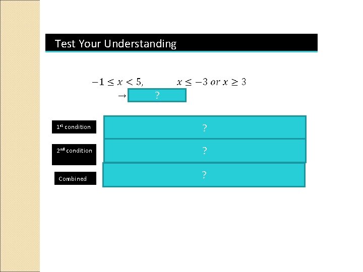 Test Your Understanding ? -1 1 st condition 2 nd condition Combined -3 ?