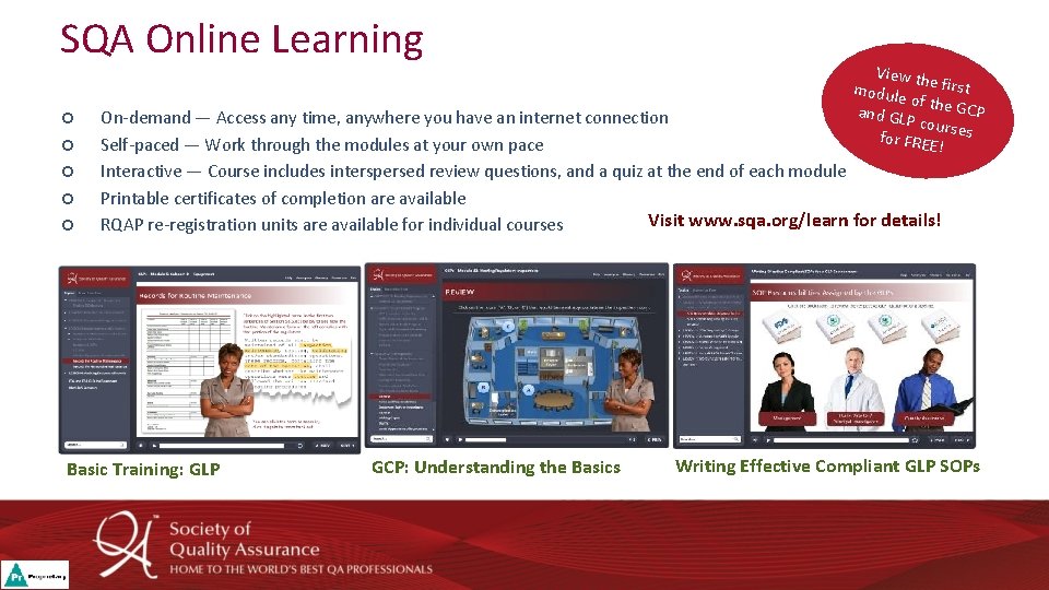 SQA Online Learning View th module e first of and GL the GCP P SQA Online Learning View th module e first of and GL the GCP P
