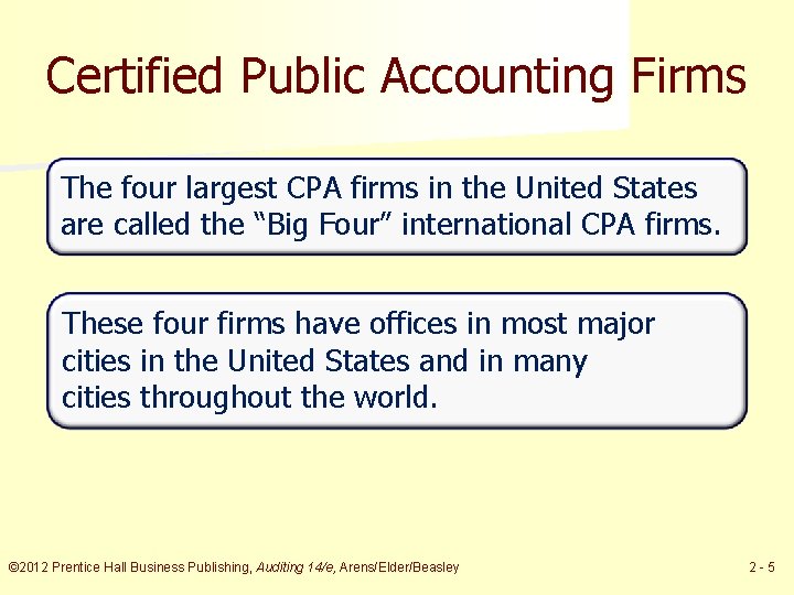 Certified Public Accounting Firms The four largest CPA firms in the United States are