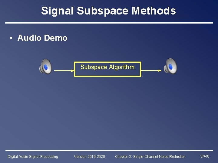 Signal Subspace Methods • Audio Demo Subspace Algorithm Digital Audio Signal Processing Version 2019