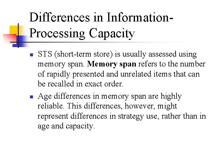 Chapter Eight Cognitive Development Information Processing Perspectives ...