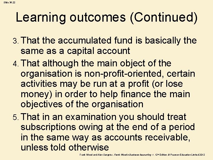 Slide 36. 22 Learning outcomes (Continued) 3. That the accumulated fund is basically the Slide 36. 22 Learning outcomes (Continued) 3. That the accumulated fund is basically the