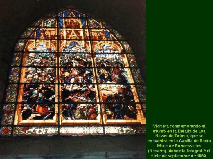 Vidriera conmemorando el triunfo en la Batalla de Las Navas de Tolosa, que se