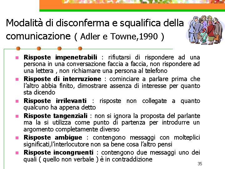 Modalità di disconferma e squalifica della comunicazione ( Adler e Towne, 1990 ) n