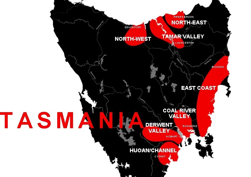 PIPERS BROOK NORTH-EAST DEVONPORT NORTH-WEST TAMAR VALLEY LAUNCESTON BICHENO EAST COAST TASMANIA COAL RIVER