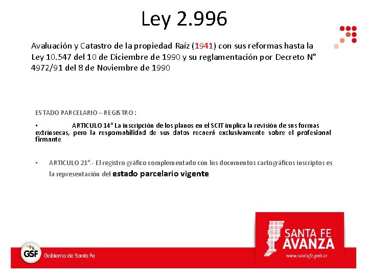 Ley 2. 996 Avaluación y Catastro de la propiedad Raíz (1941) con sus reformas