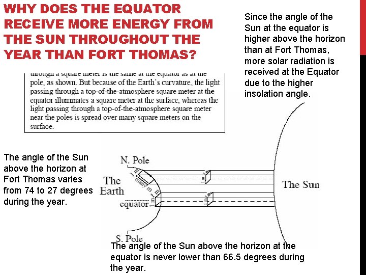 WHY DOES THE EQUATOR RECEIVE MORE ENERGY FROM THE SUN THROUGHOUT THE YEAR THAN