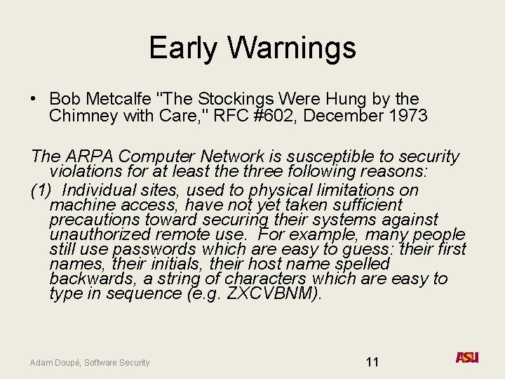 Early Warnings • Bob Metcalfe "The Stockings Were Hung by the Chimney with Care, Early Warnings • Bob Metcalfe "The Stockings Were Hung by the Chimney with Care,