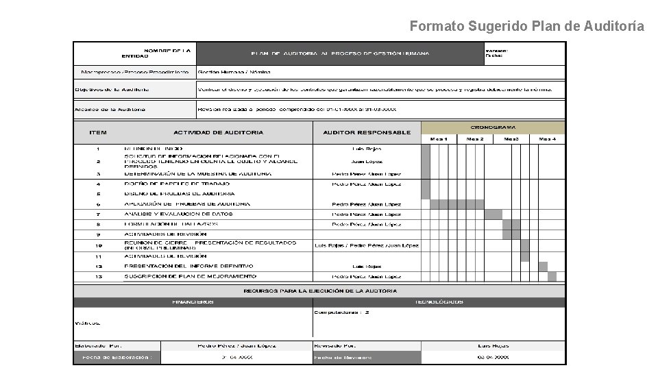 Formato Sugerido Plan de Auditoría 