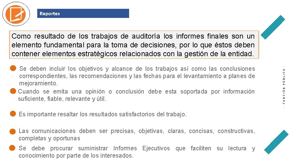 Reportes PÚBLICA FUNCIÓN - Se deben incluir los objetivos y alcance de los trabajos