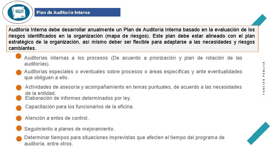 Plan de Auditoría Interna Capacitación para los funcionarios de la oficina. Atención a entes