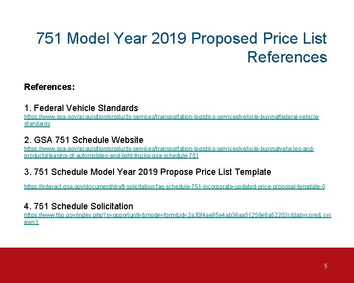 751 Model Year 2019 Proposed Price List References: 1. Federal Vehicle Standards https: //www.