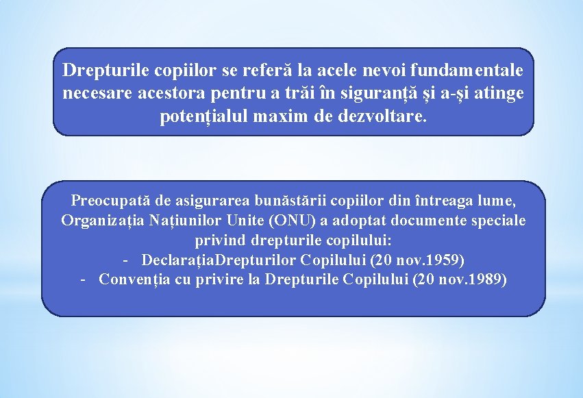 Drepturile copiilor se referă la acele nevoi fundamentale necesare acestora pentru a trăi în