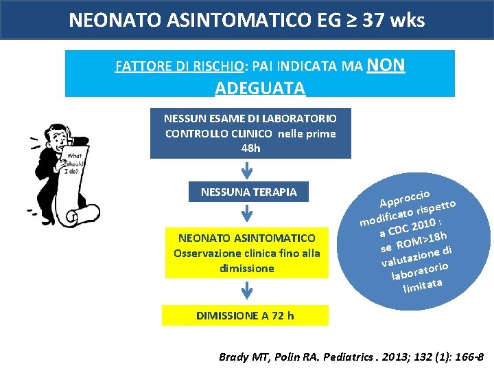 NEONATO ASINTOMATICO EG ≥ 37 wks FATTORE DI RISCHIO: PAI INDICATA MA NON ADEGUATA