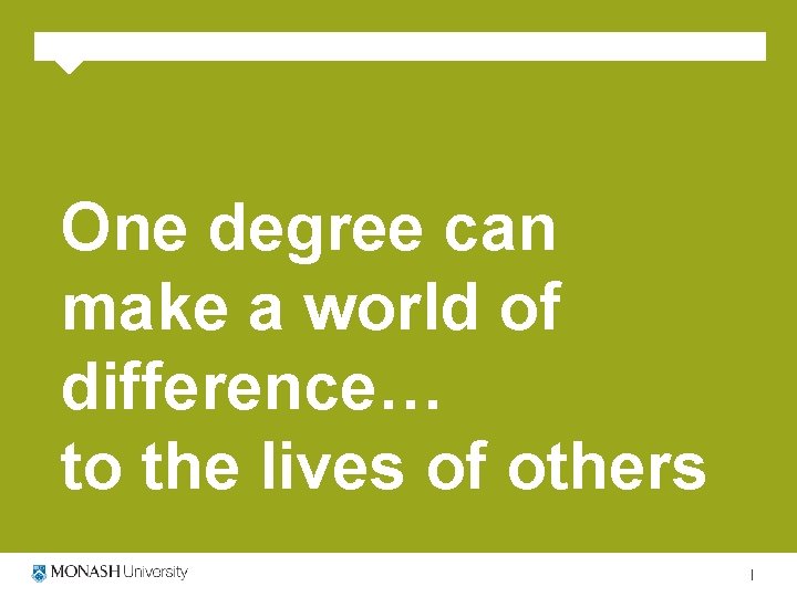 One degree can make a world of difference… to the lives of others 