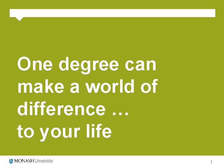 One degree can make a world of difference … to your life 