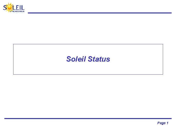 Soleil Status Page 1 