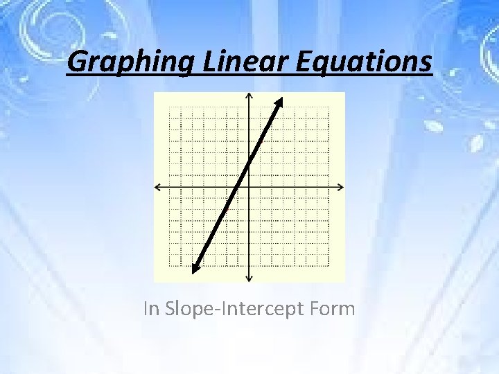 Graphing Linear Equations In Slope-Intercept Form 