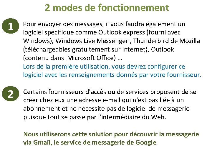 2 modes de fonctionnement 1 Pour envoyer des messages, il vous faudra également un