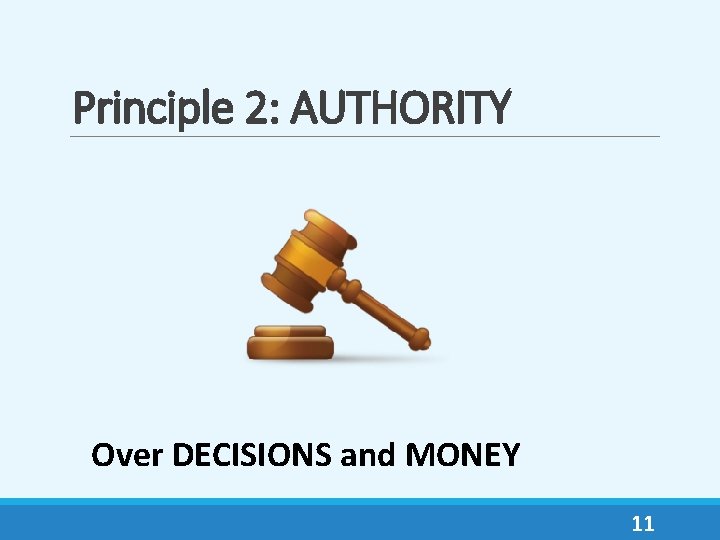 Principle 2: AUTHORITY Over DECISIONS and MONEY 11 