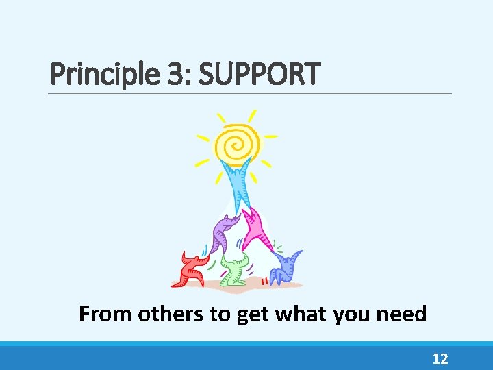 Principle 3: SUPPORT From others to get what you need 12 