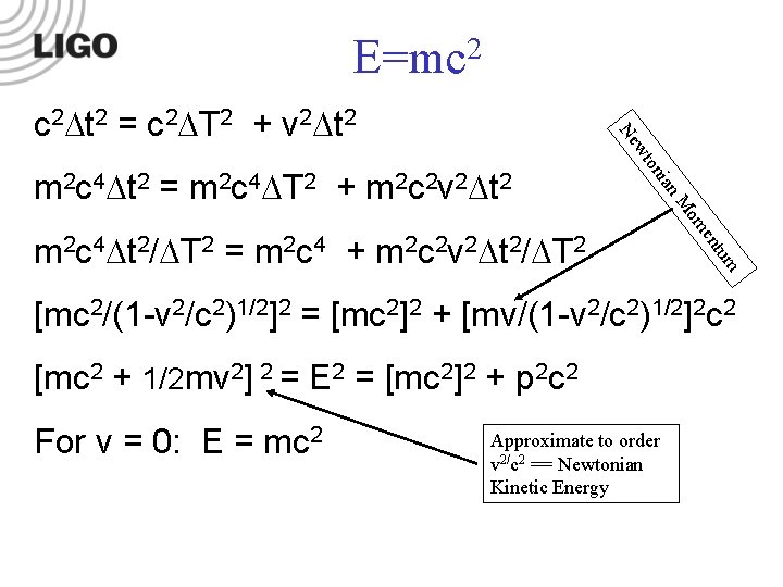 E=mc 2 Ne c 2 t 2 = c 2 T 2 + v E=mc 2 Ne c 2 t 2 = c 2 T 2 + v