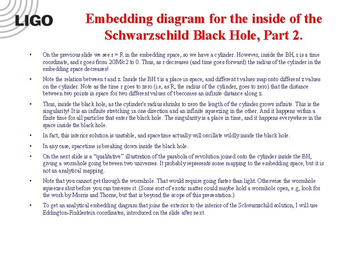 Embedding diagram for the inside of the Schwarzschild Black Hole, Part 2. • On Embedding diagram for the inside of the Schwarzschild Black Hole, Part 2. • On