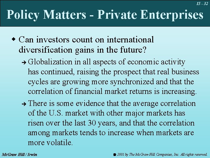 15 - 32 Policy Matters - Private Enterprises w Can investors count on international