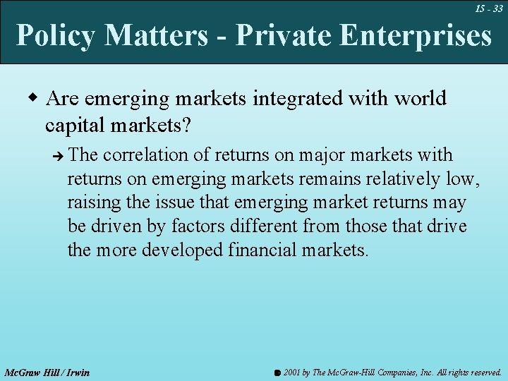 15 - 33 Policy Matters - Private Enterprises w Are emerging markets integrated with