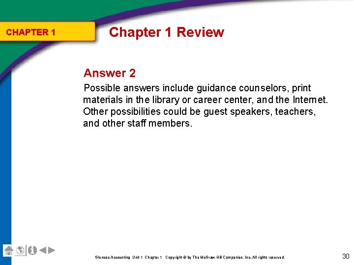 CHAPTER 1 Chapter 1 Review Answer 2 Possible answers include guidance counselors, print materials CHAPTER 1 Chapter 1 Review Answer 2 Possible answers include guidance counselors, print materials